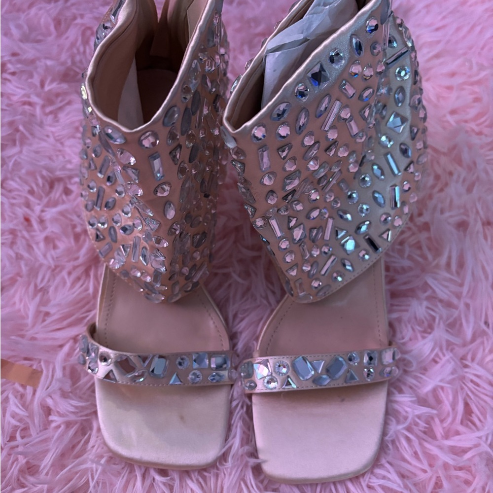 Fashion Nova Pink Crystal Embellished Heels